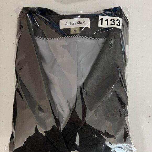 Calvin Klein NEW Womens 10 Gray Fully Lined Blazer Two Silver Button Old Money - Picture 15 of 15